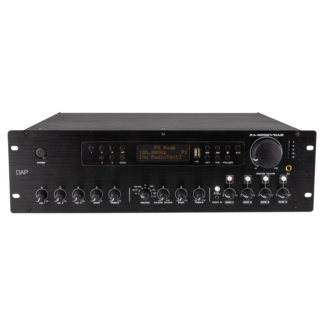 ZA-9250VDAB 250 W 100 V 4-Zone Mengversterker met aanpasbare zone volumeniveaus