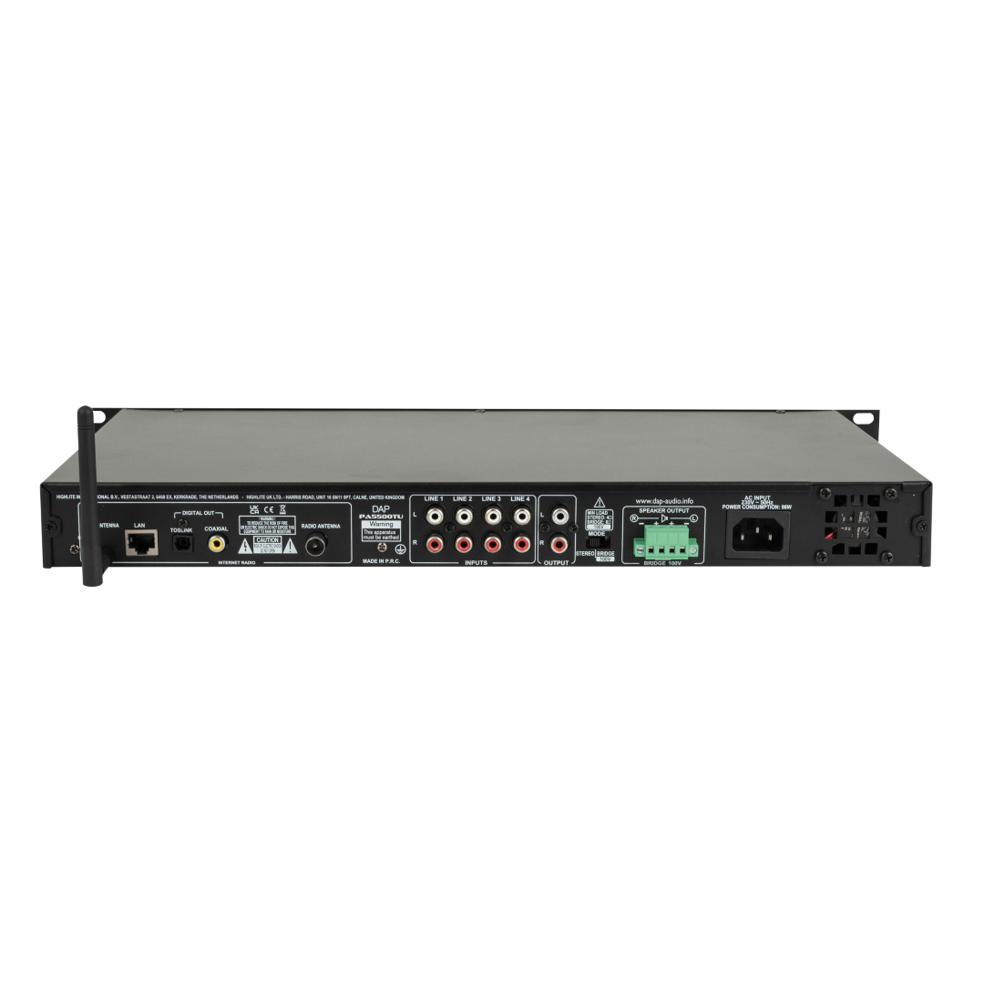 PA-5500TU 1U Internetradio met 460 W versterker, DAB+, FM, BT 4.2, en netwerkaudiospeler