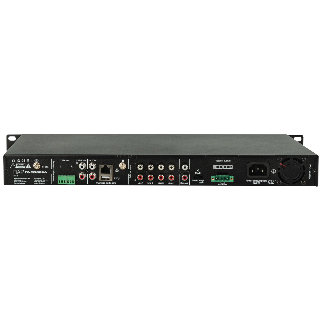 PA-5500SA 1U Internet radio met 460W-versterker, BT 5.0, mic/line-in en USB-/MP3-/netwerkaudiospeler