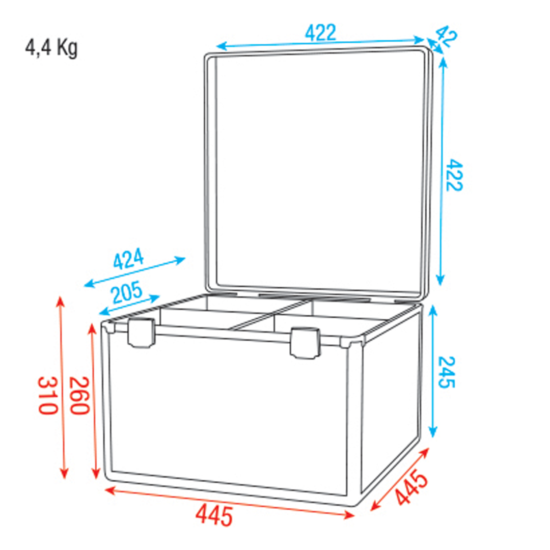 Flightcase met 4 vakken voor o.a. LEDpar56 