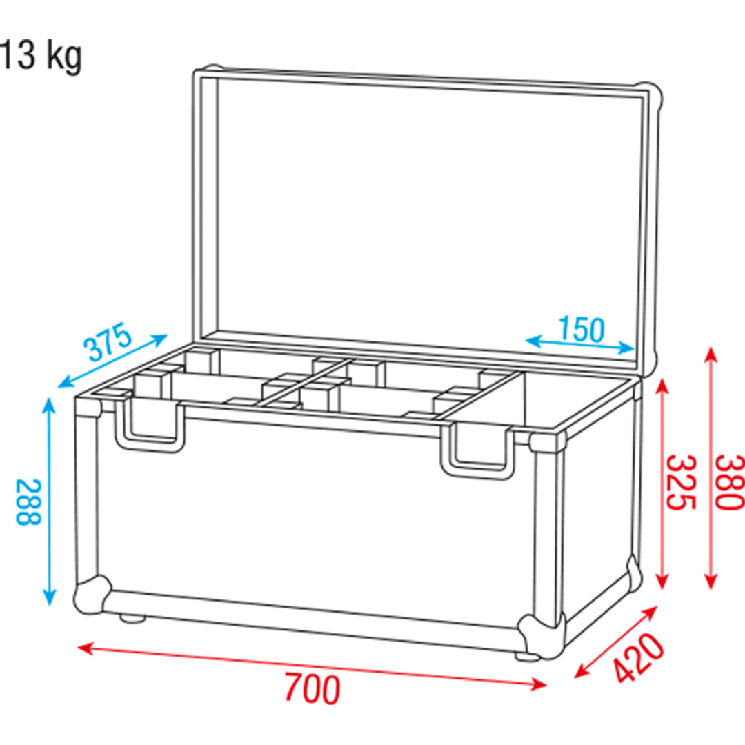 Flightcase Kanjo 10 of 60 voor 4 stuks 
