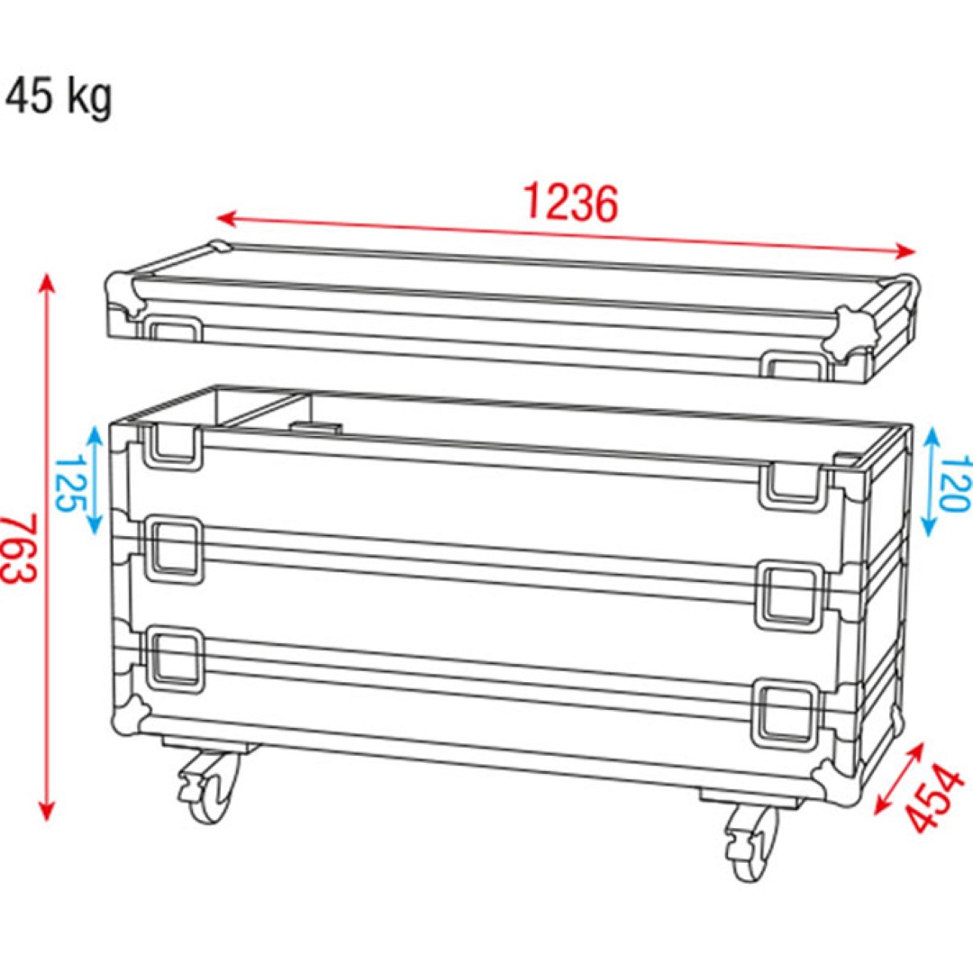 Flightcase voor 12 stuks Sunstrip Actief 