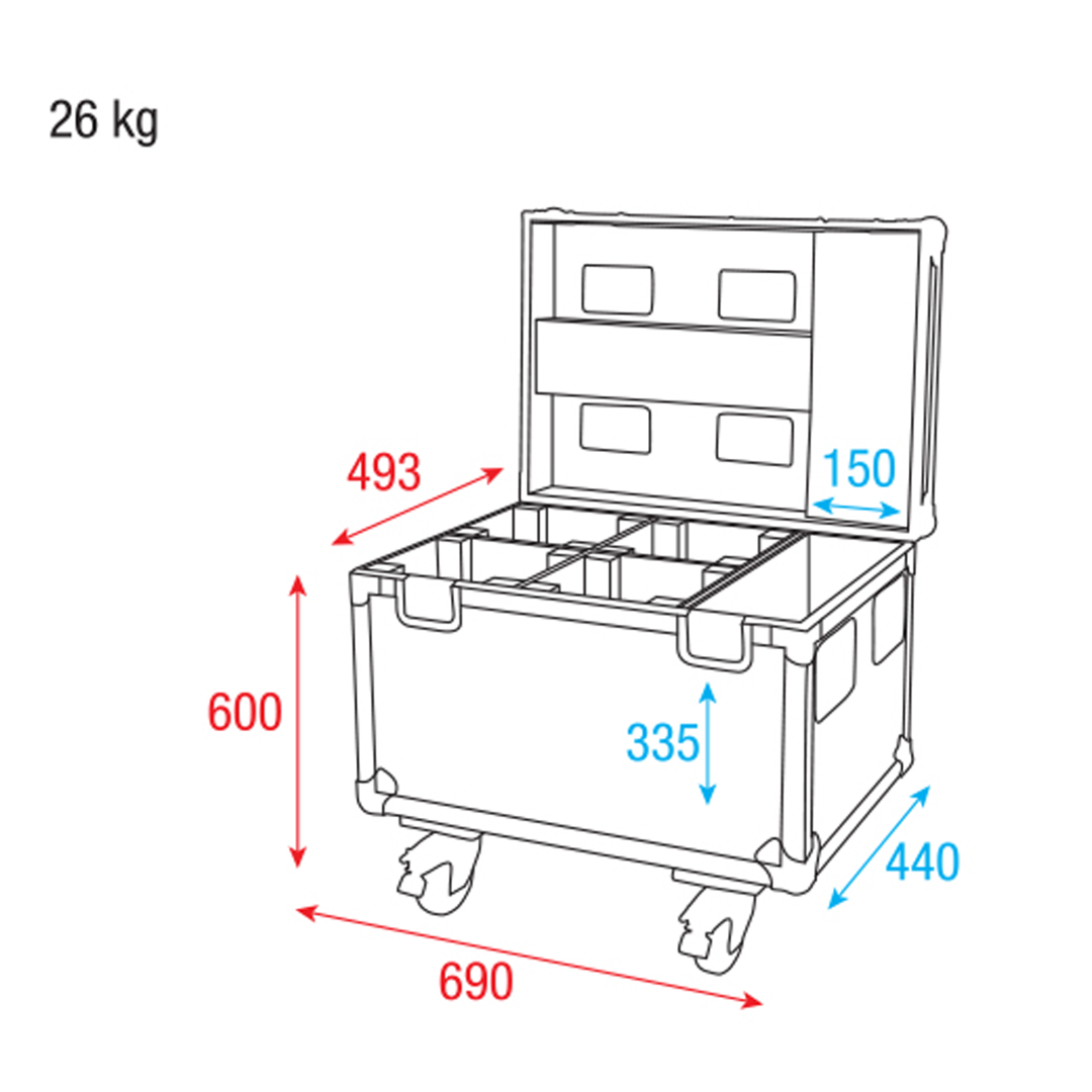 Flightcase voor Shark One (Spot/Wash Zoom/Wash/Combi) - 4 stuks 