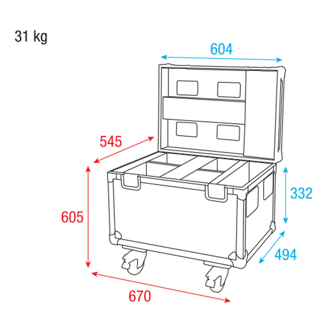 Flightcase Phantom 65 Premium Line 4 stuks 