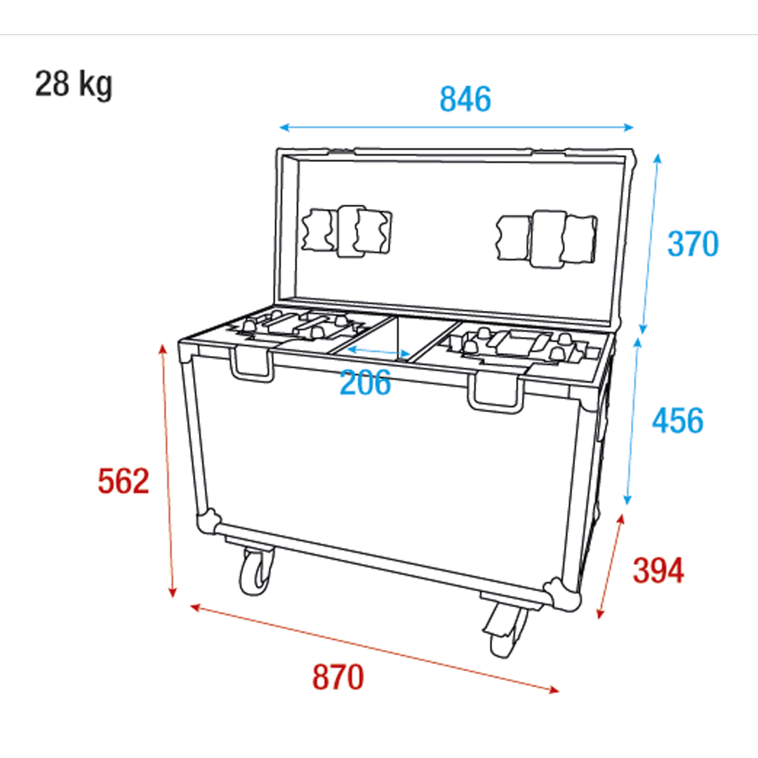 Flightcase voor Shark Beam One met accessoirevak voor 2 stuks