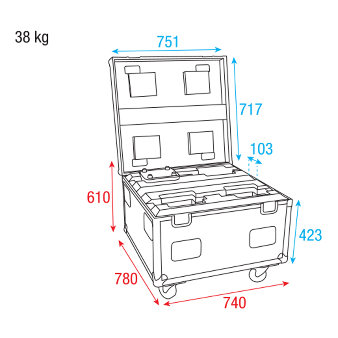 Flightcase voor  iW-741 voor 4stuks 