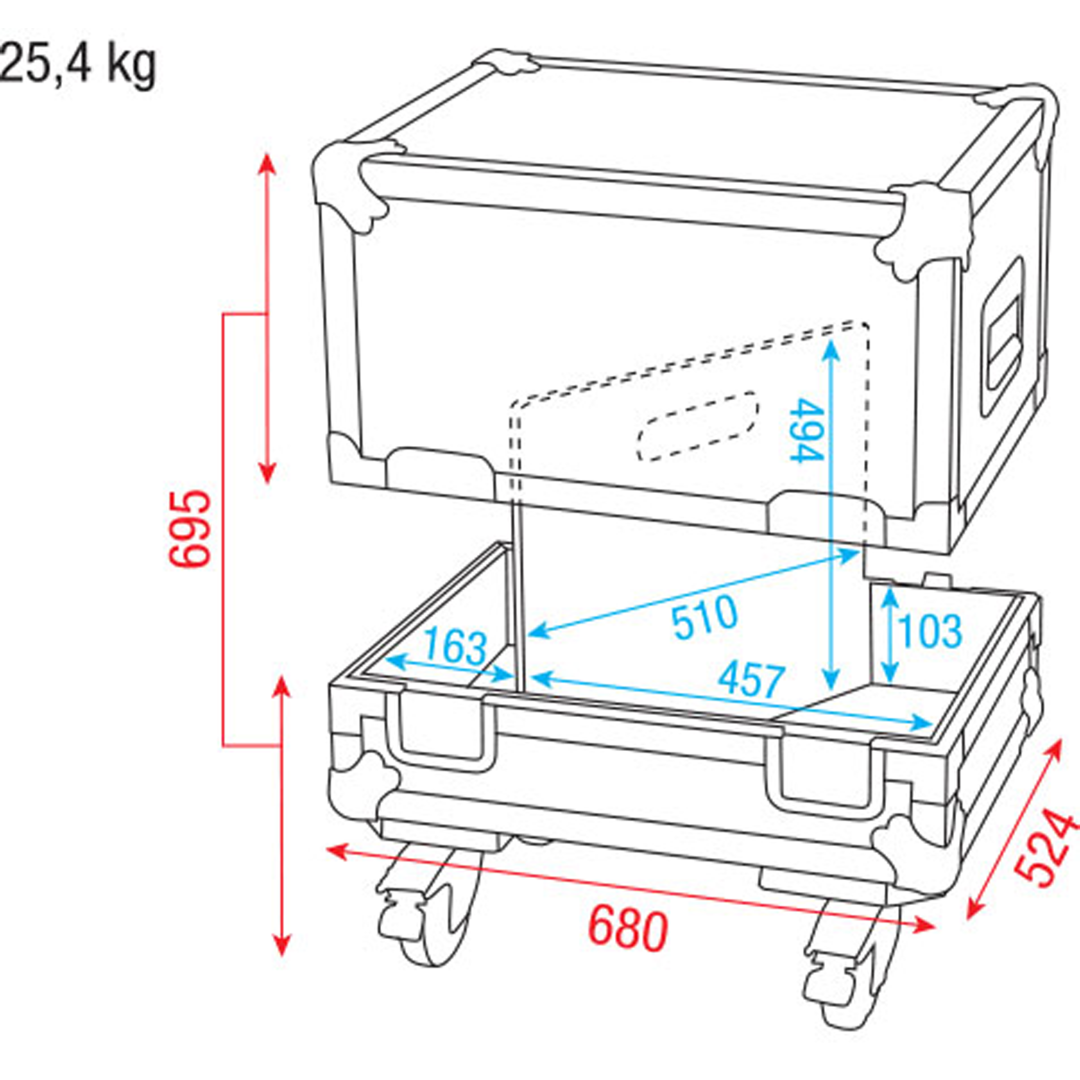 Case for 2x M15 monitor Flight Case