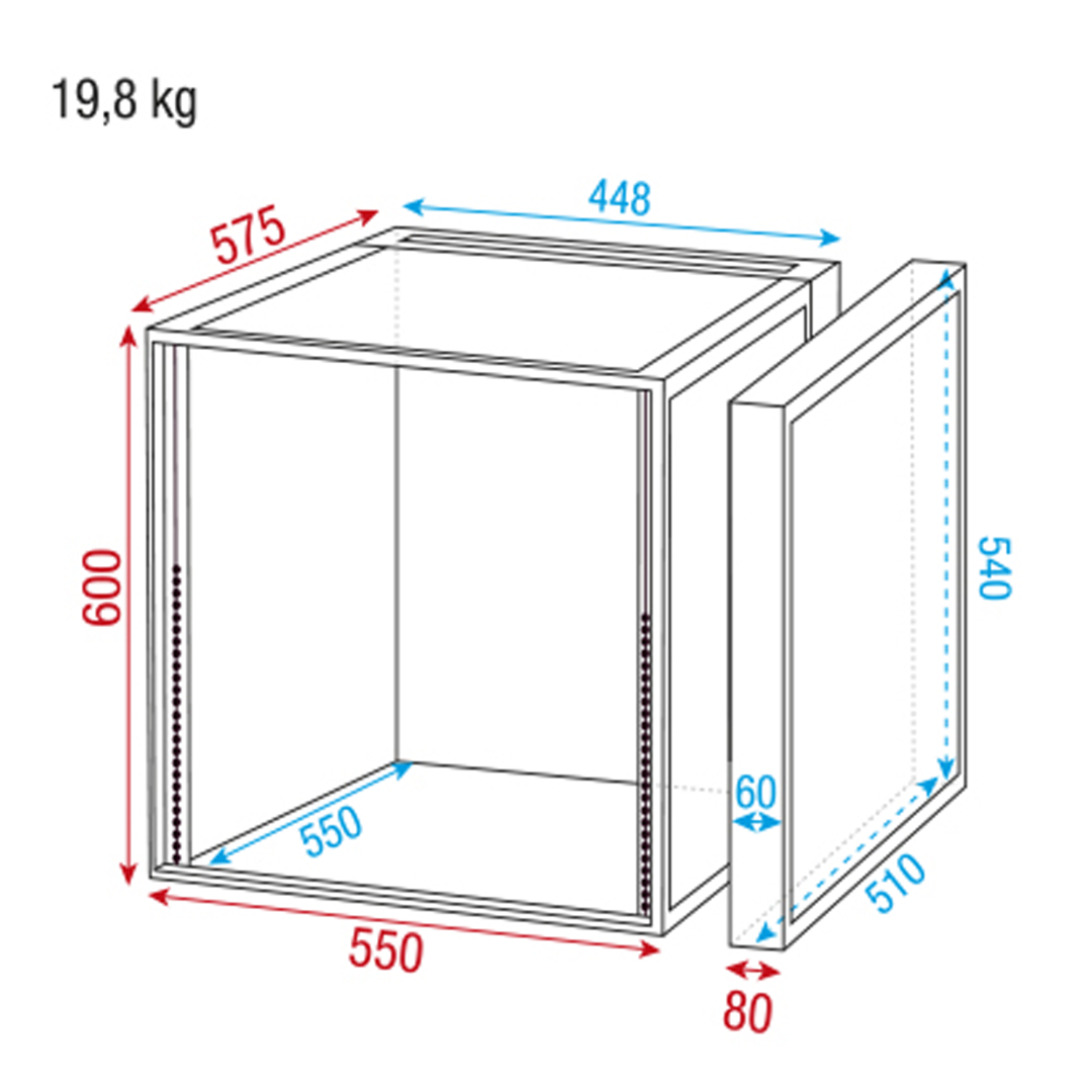 Double Door Case 12U 19inch rek flightcase 12 eenheden hoog 