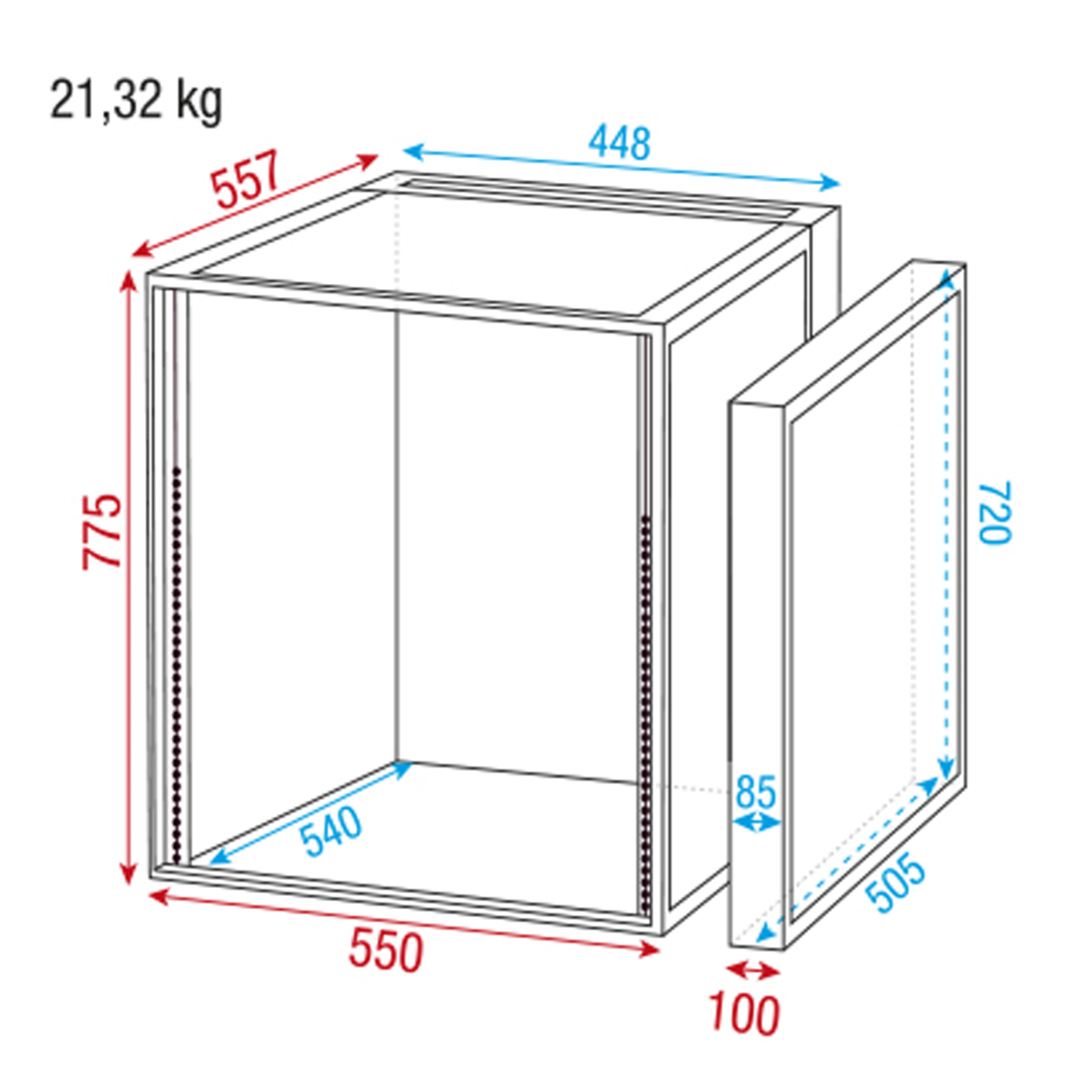 SHOWGEAR Double Door Case 16U 19inch rek flightcase 16 eenheden hoog 