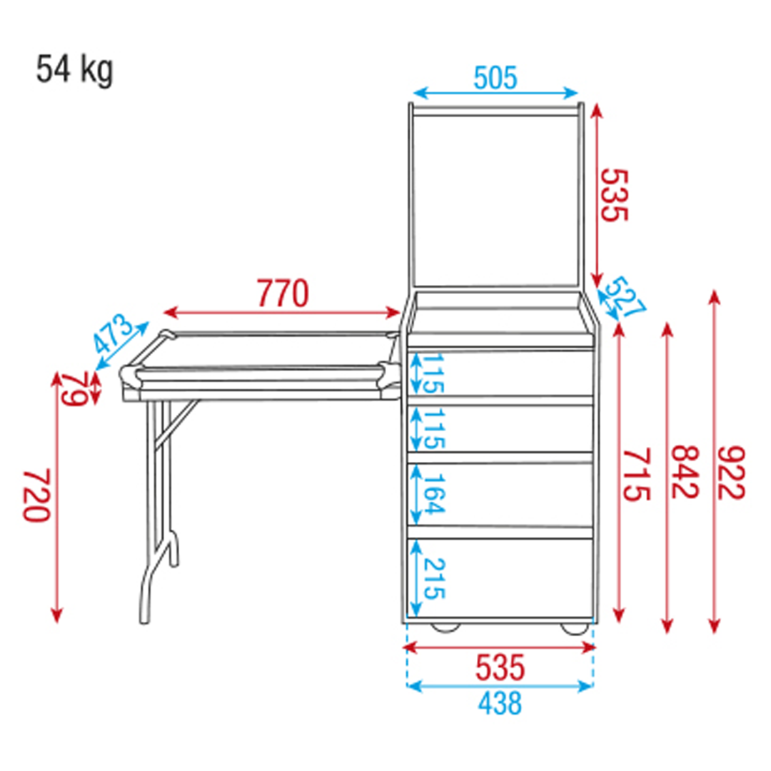 Drawer Case 12U + Work Surface Ladecase 12 U + werkblad