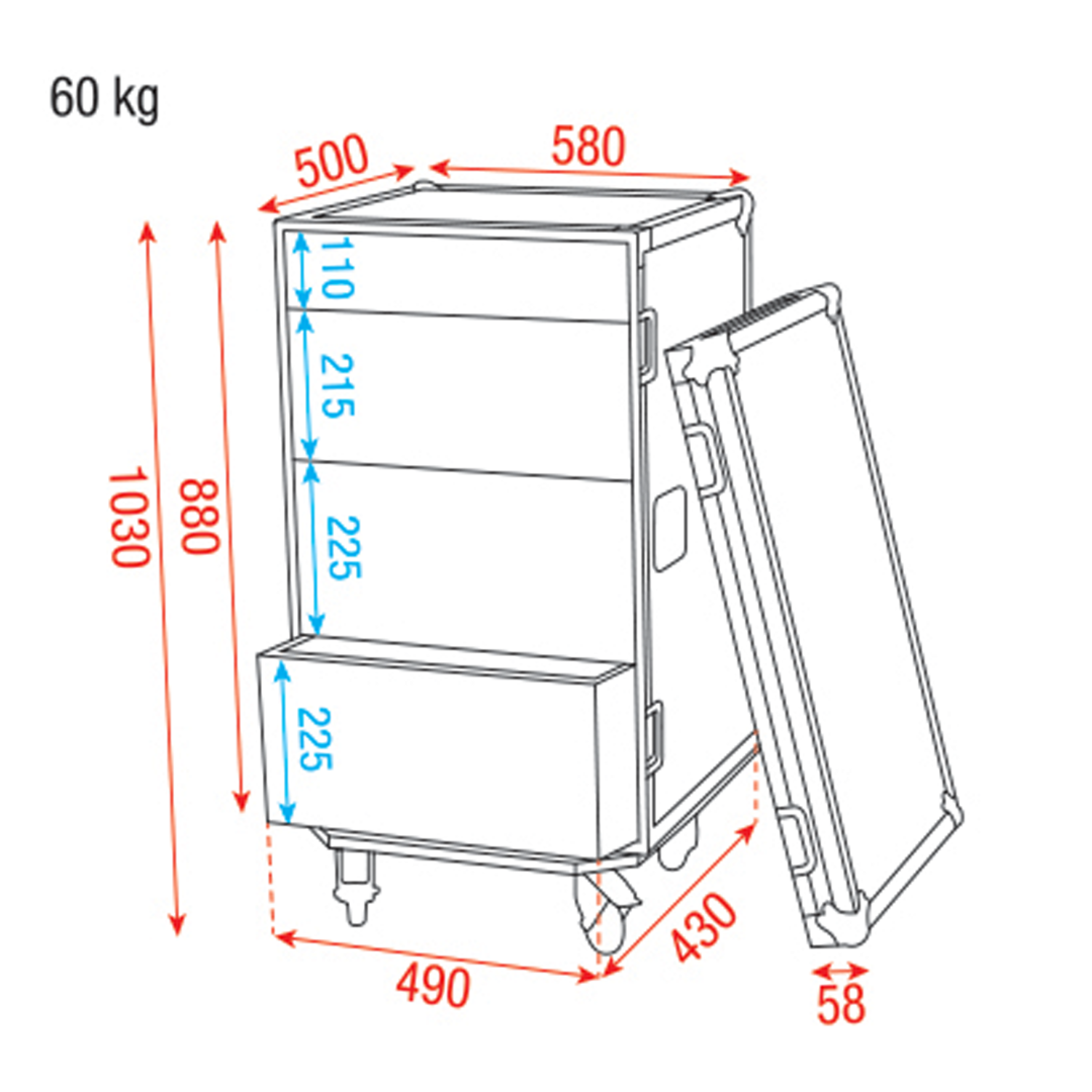 Ladenrek flightcase Drawer Case 16He 