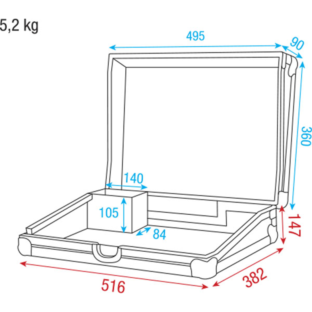 Flightcase voor 19inch 6eenheden Controller oa. Showmaster24 en SC-24 