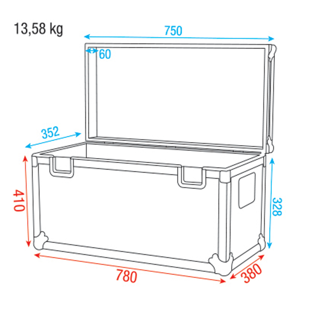 Stack Case 3 Flightcase 750 x 350 x 380 mm hoog 