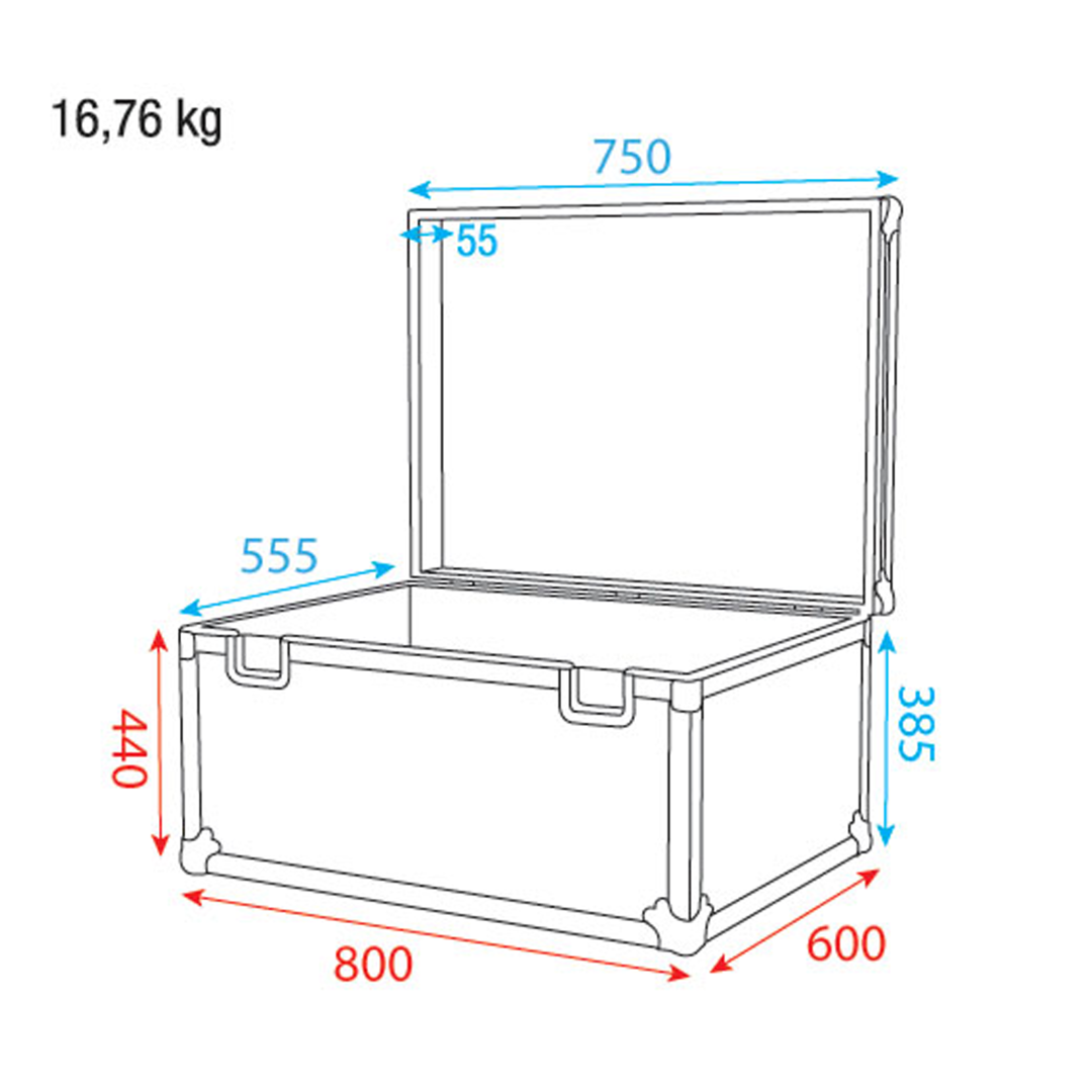Stack Case 4 Flightcase 750 x 550 x 385 mm hoog 