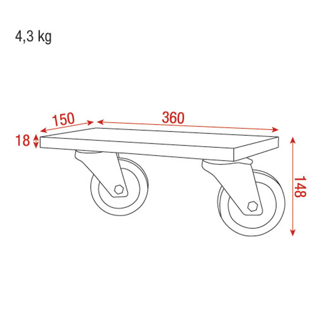 Wheel Set for Stack Cases twee wielenset voor flightcases 