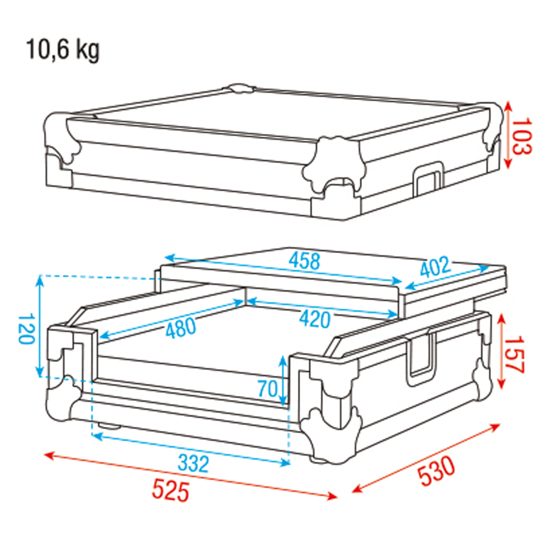 Universal Case 2-Ch DJ Control Flightcase 2-kanaals dj-controller + tableau
