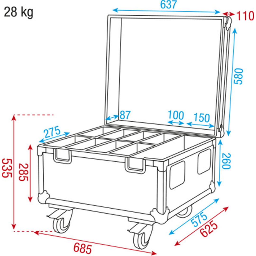 Flightcase 8x Compact Par 7/18 