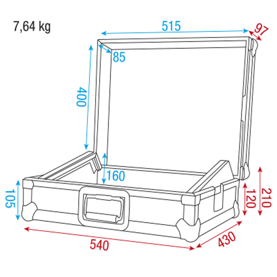 Flightcase voor 19inch mengtafel of controller 8 eenheden hoog