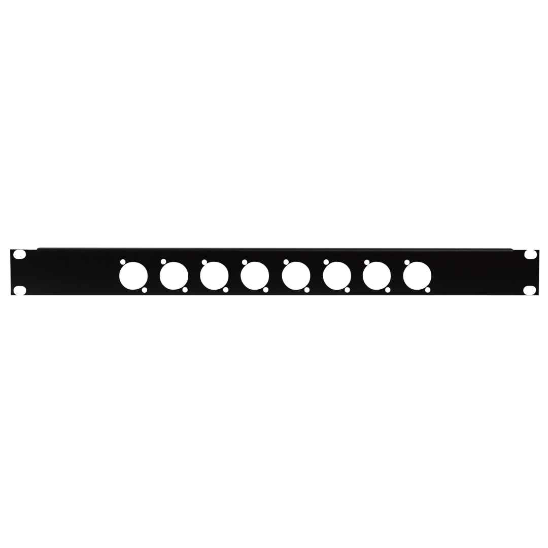 19 Inch Connector Panel 1U, voor 8 XLR-aansluitingen (D-formaten)