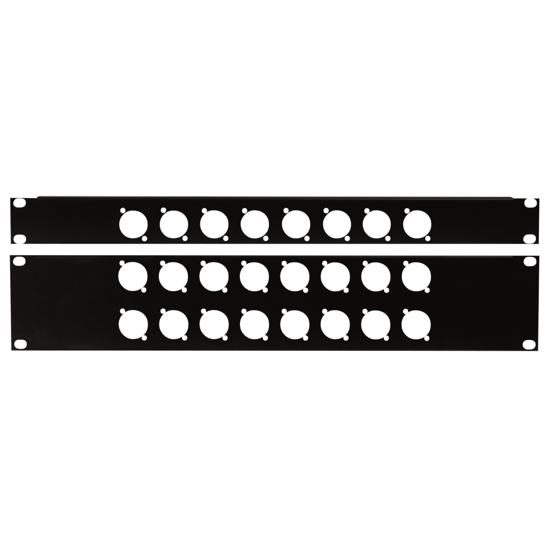 19 Inch Connector Panel 1U, voor 8 XLR-aansluitingen (D-formaten)