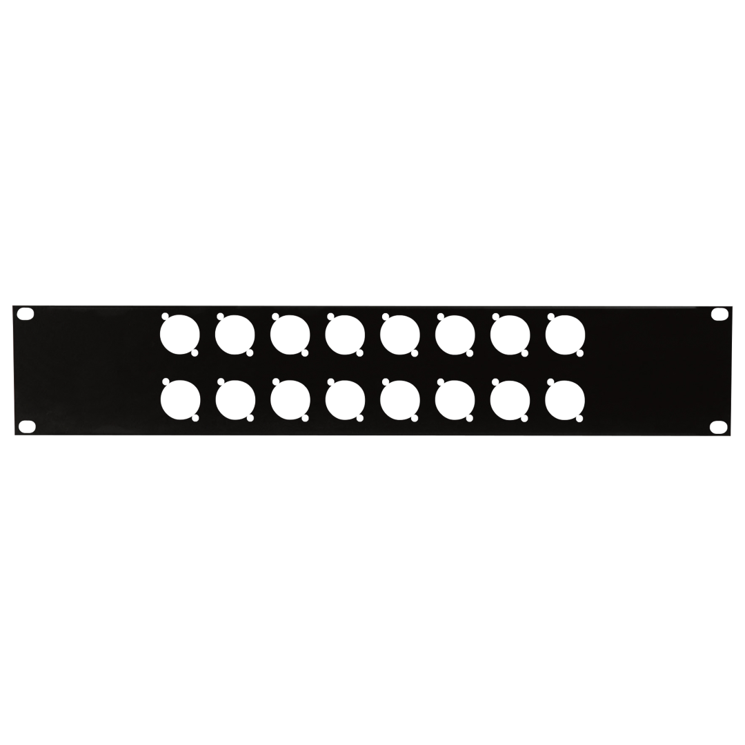 19 Inch Connector Panel 2U, voor 16 XLR-aansluitingen (D-formaten)