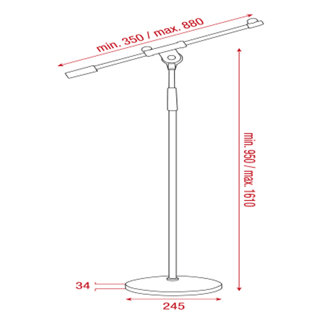 Microphone Stand 950-1610 mm