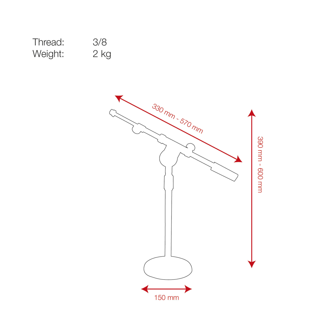 Desk Microphone Stand 390-600 mm