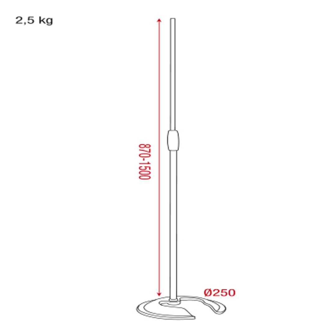 Microphone Pole 870-1500 mm - met contragewicht