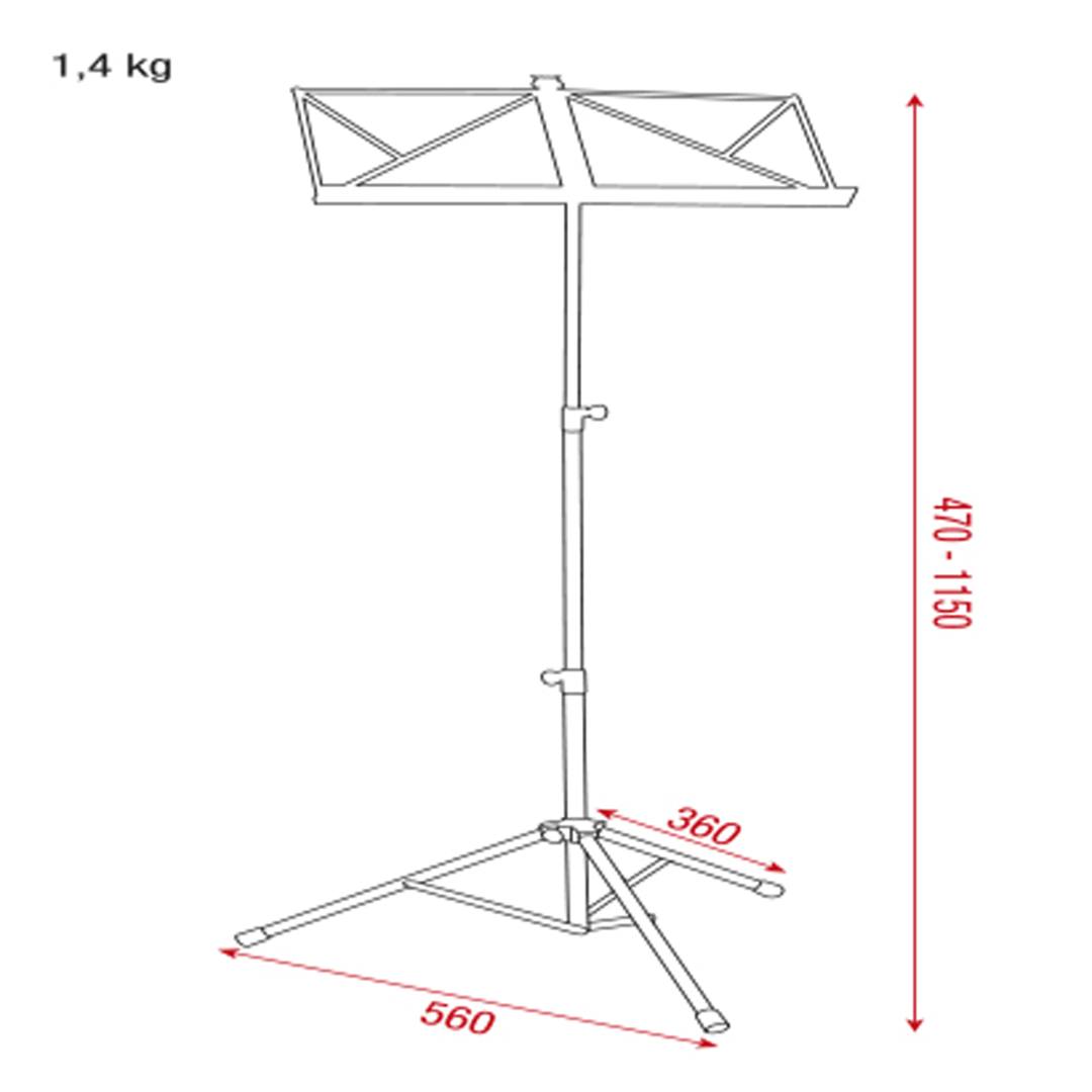 Music Stand Staal 470-1150mm