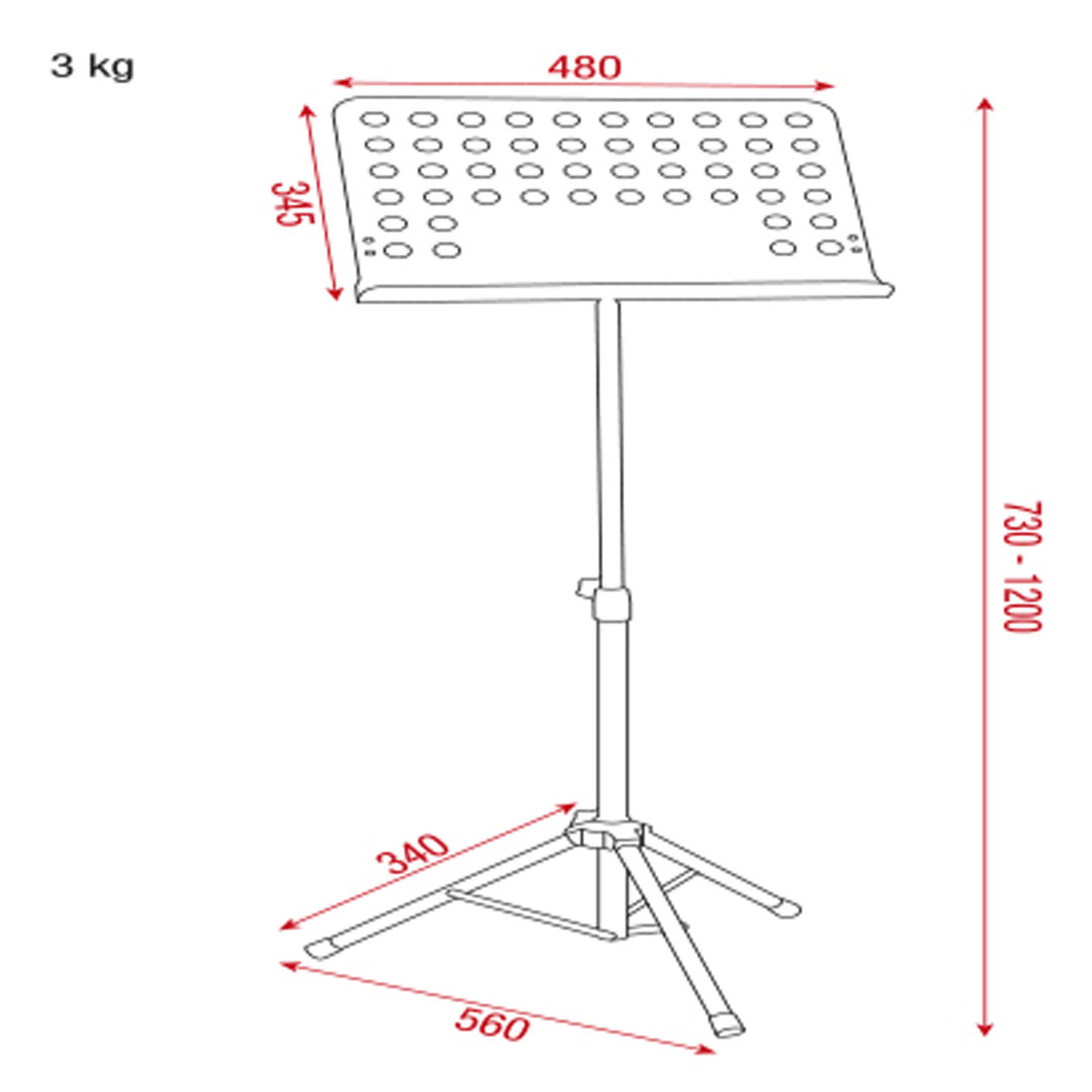Music Stand - Pro Staal 730-1200mm