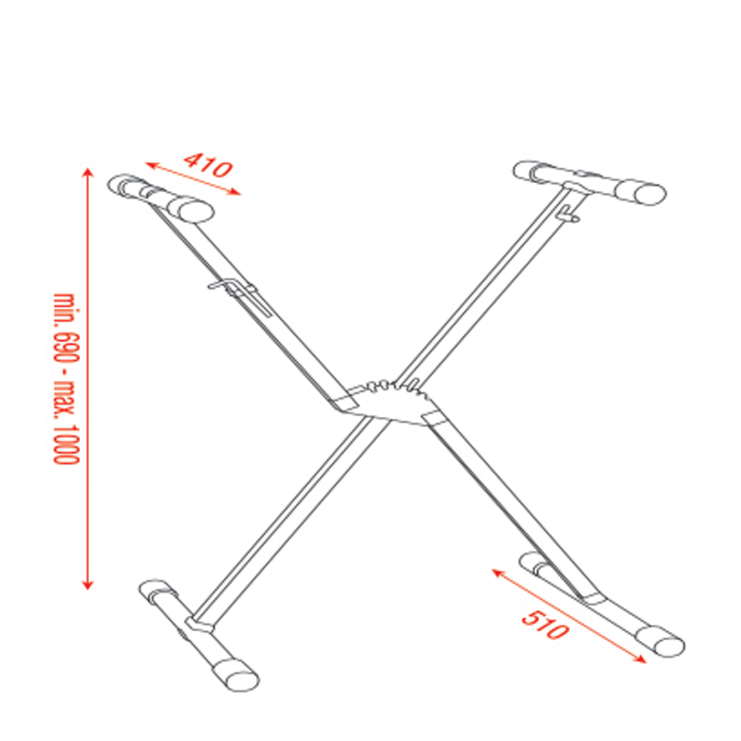 Keyboard Stand enkel frame, afneembare voet