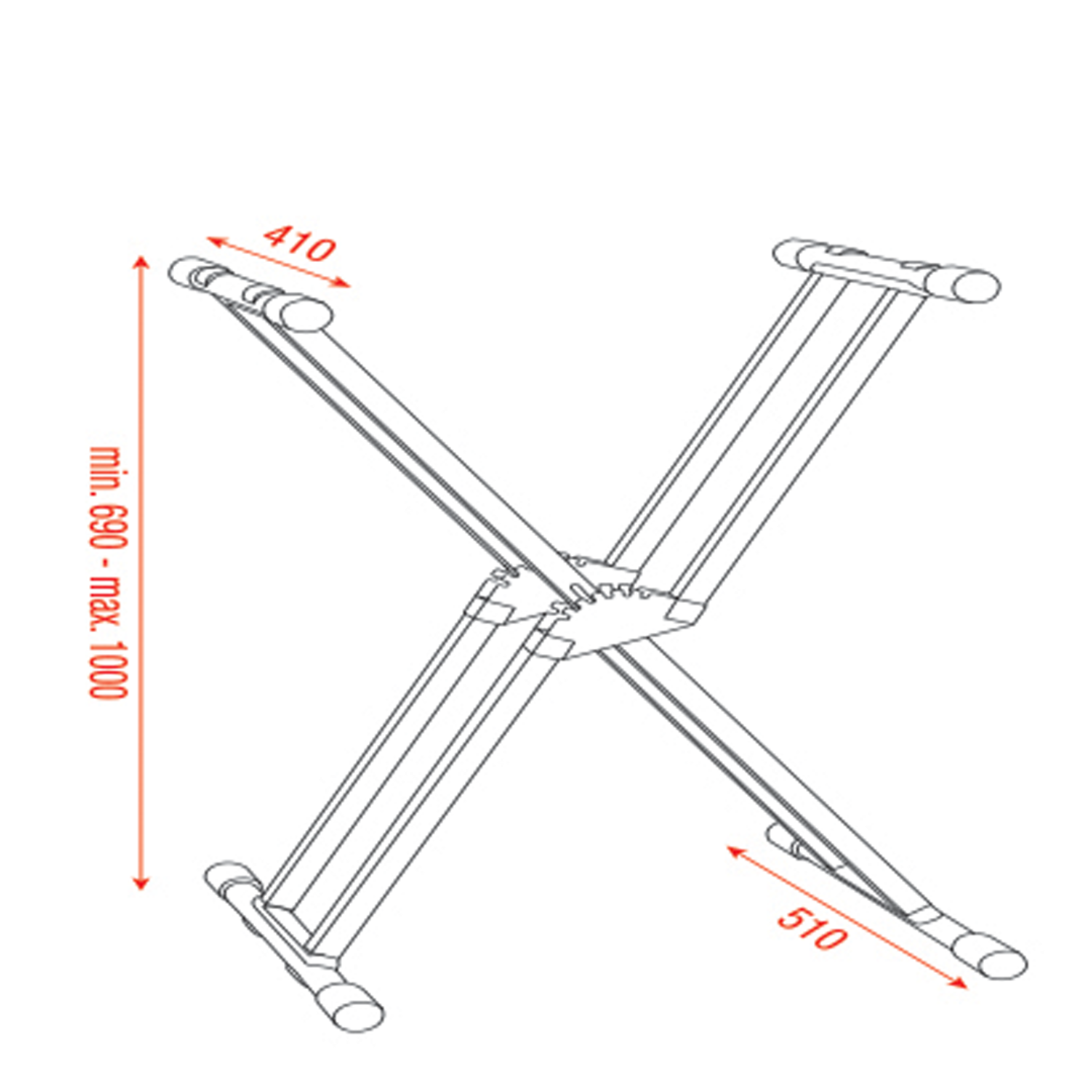 Keyboard Stand dubbel frame, afneembare voet