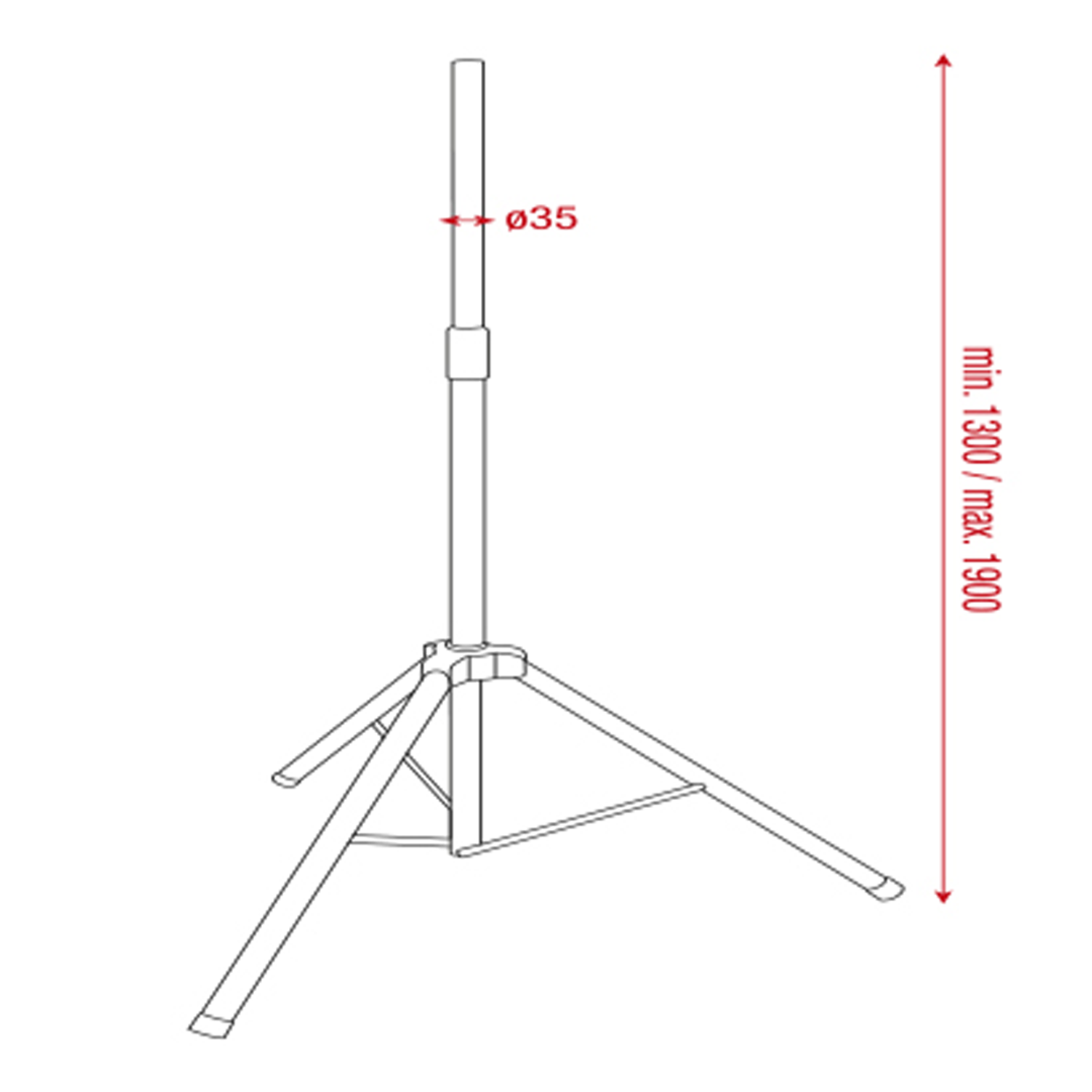 Air Pressure Speaker Stand Aluminium - 1300-1900 mm - 35 mm - max belasting 40 kg