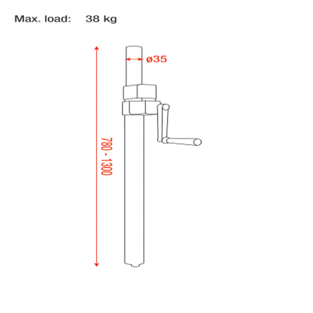 Windup Speaker Stand Staal 780-1300mm max belasting 38 kg