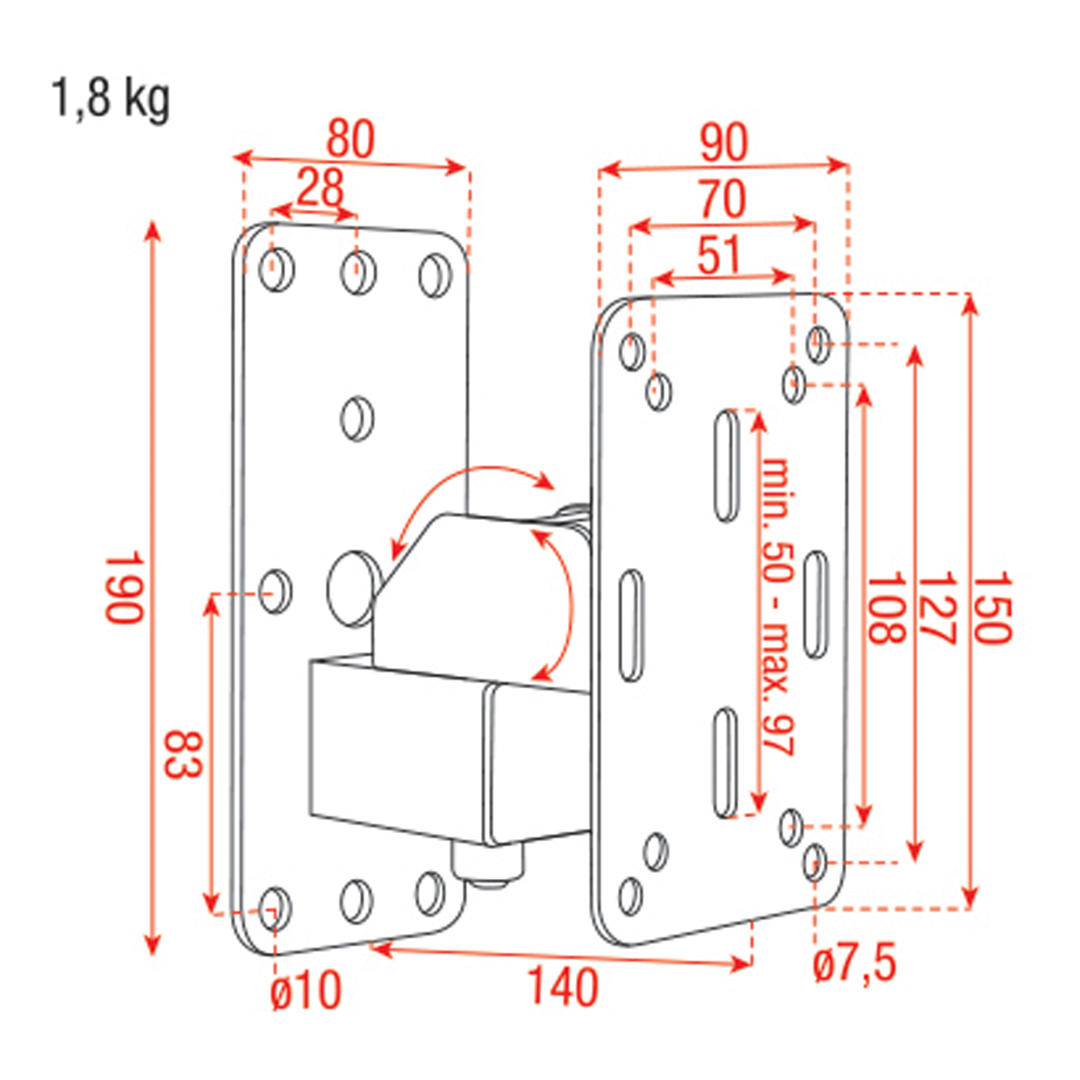 Compact Speaker Wall Bracket Zwart