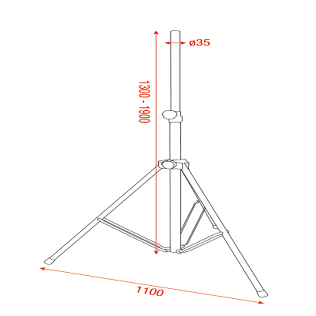 Mammoth Speaker Stand Aluminium - <40 kg - 1300-1900 mm - 35 mm