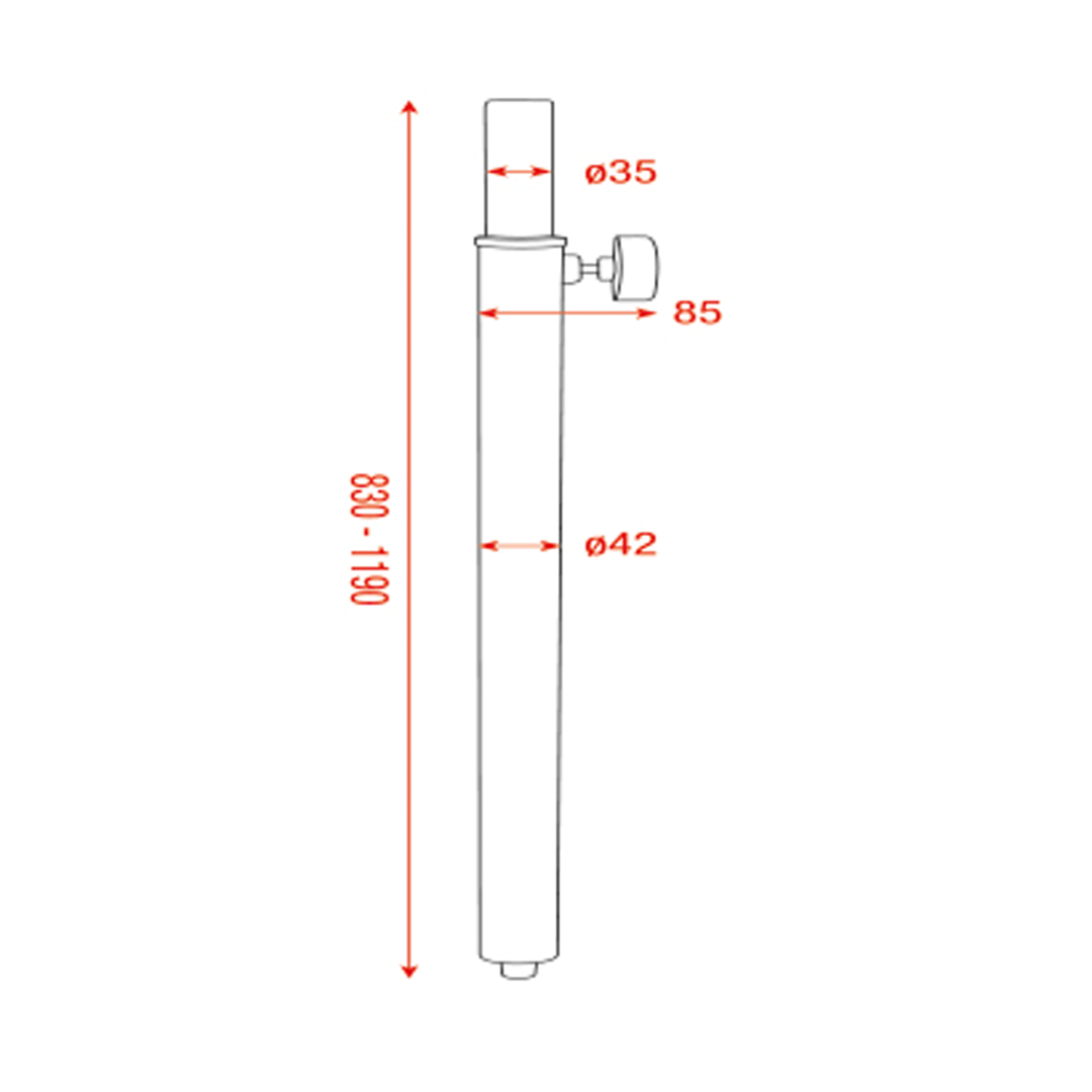 Mammoth Distance Tube 90-128 cm - max belasting 50 kg - M20