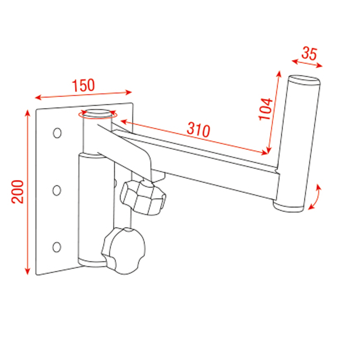 Mammoth Adjustable Speaker Bracket 35 mm Max belasting 30 kg