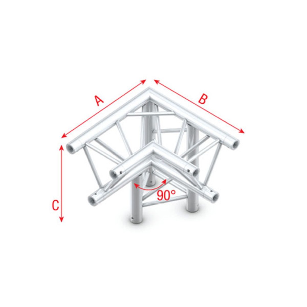 Deco-22 Driehoek Truss 3-Weg Hoek 90 Graden – Rechts Neerwaarts Punt naar Beneden