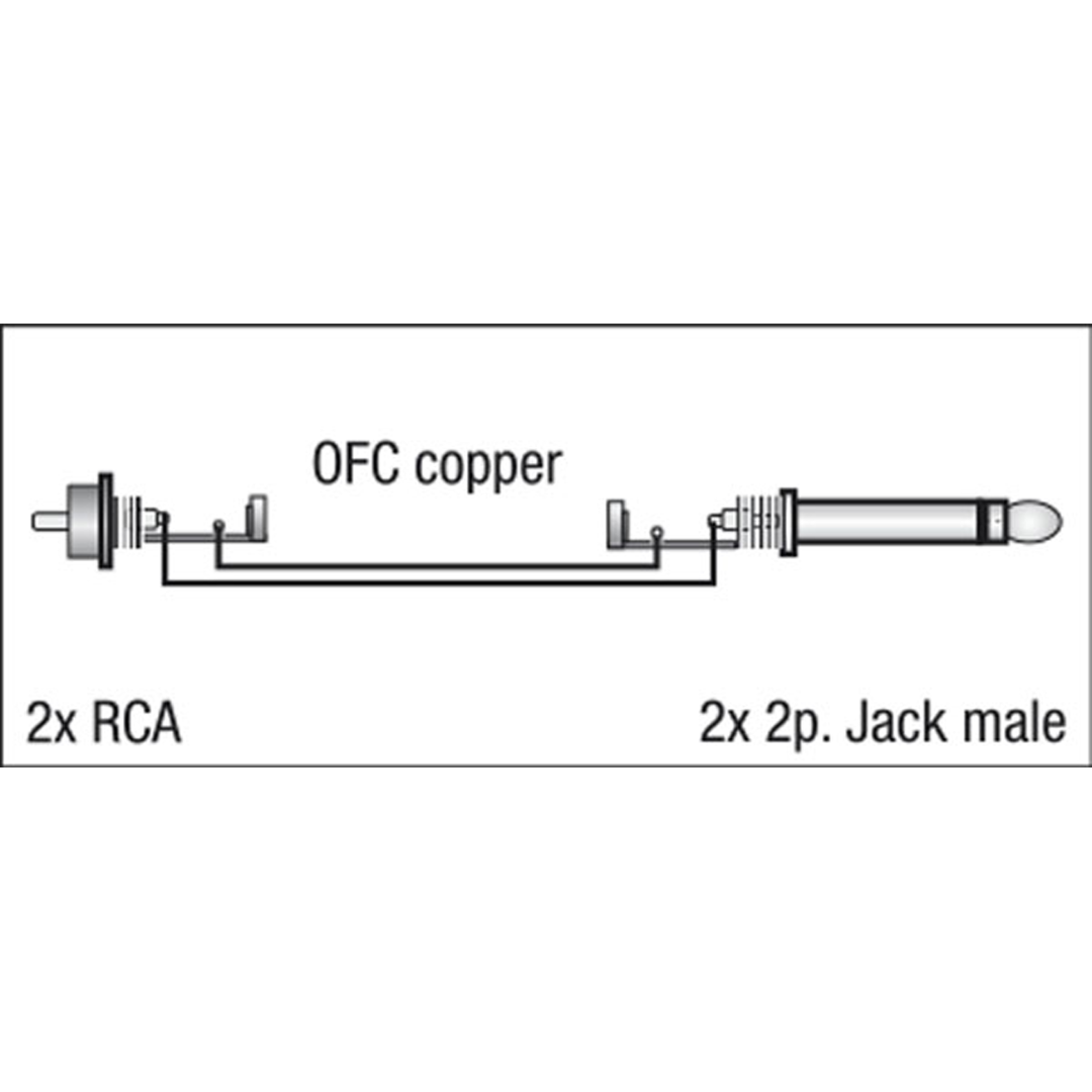 FL23 - 2 RCA male L/R to 2 mono Jack L/R 1,5 m