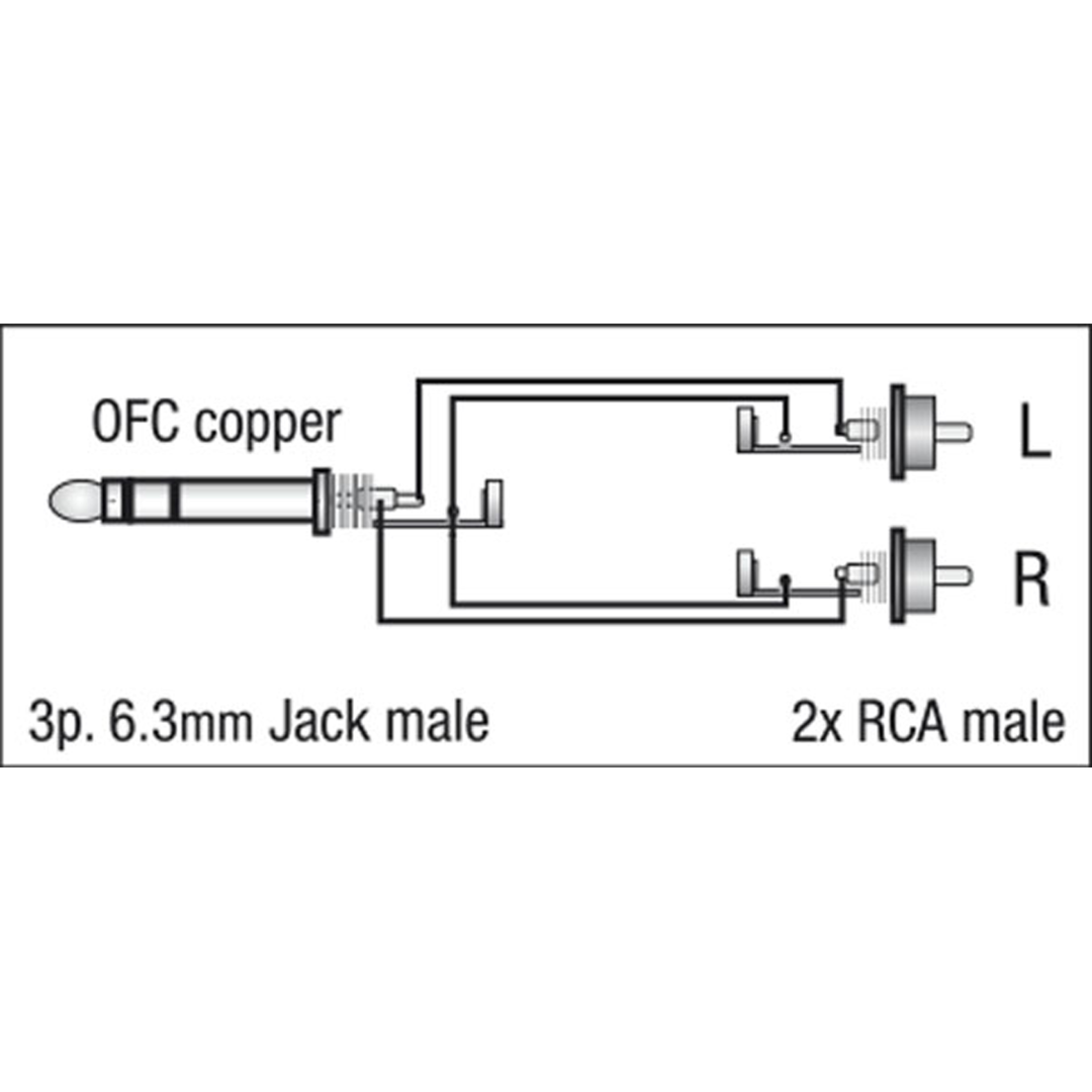 FL35 - Stereo Jack to 2 RCA male L/R 1,5 m