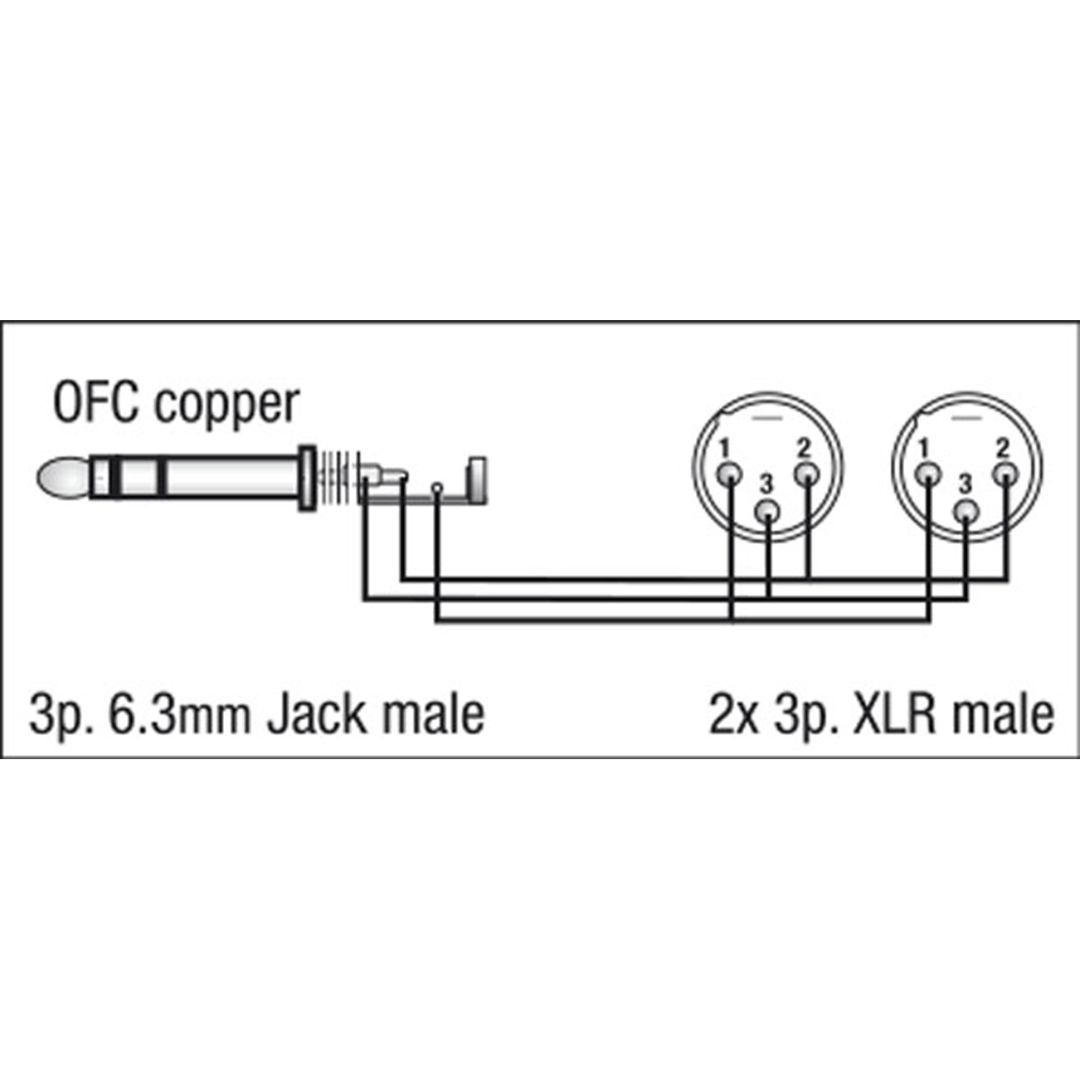 FL36 - 2 x bal. XLR 3P, male to Jack stereo 1,5 m