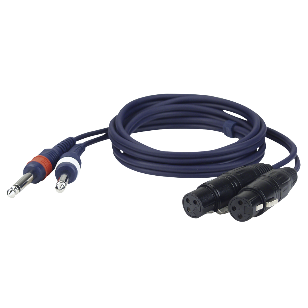 FL43 - 2 unbal. Jack mono L/R to 2 XLR/F 3P 3 m