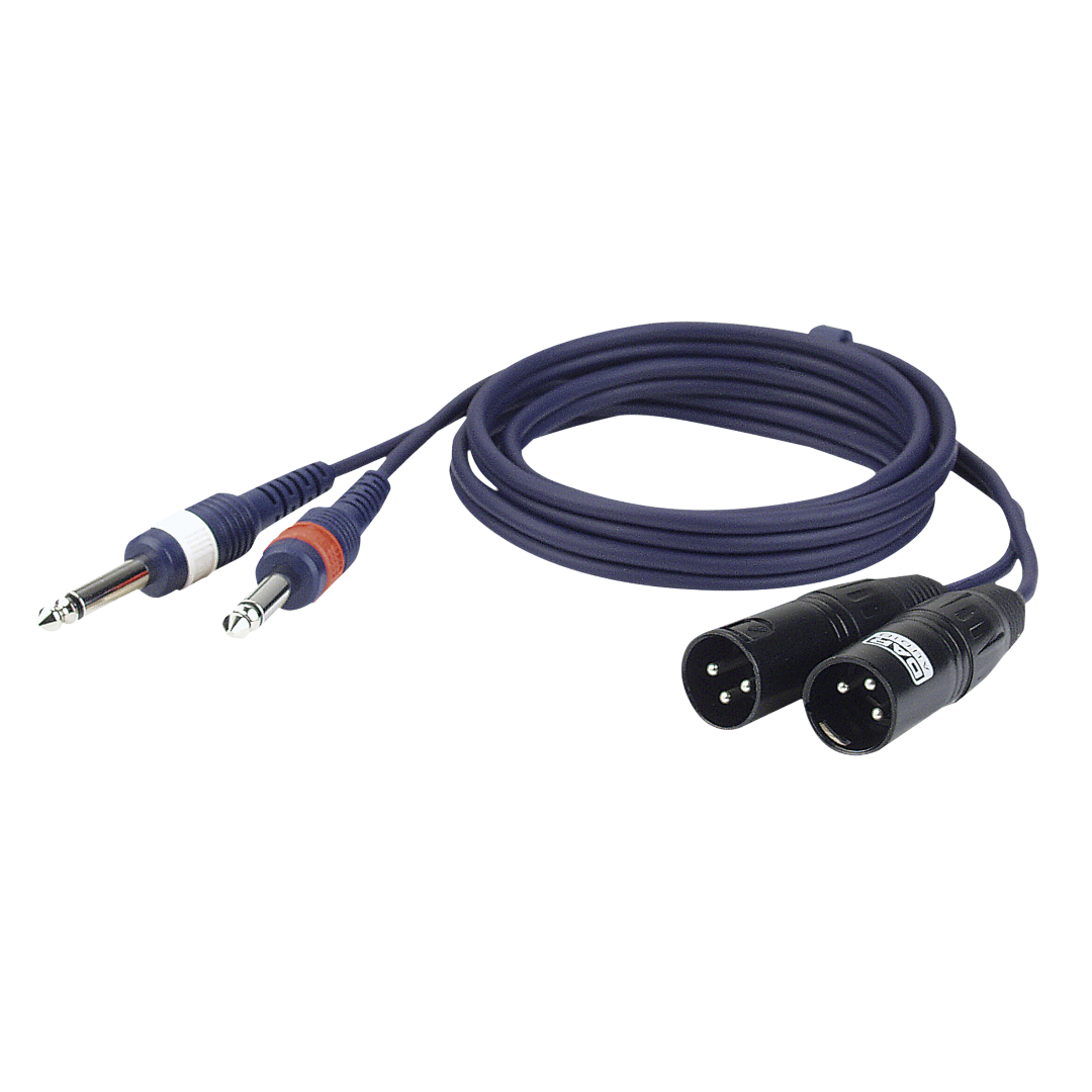 FL44 - 2 unbal. Jack mono L/R to 2 XLR/M 3P 1,5 m