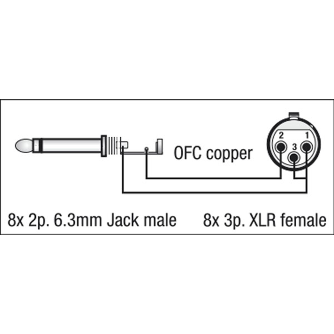 FL61 - 8 XLR/F 3P to 8 Jack mono 3 m