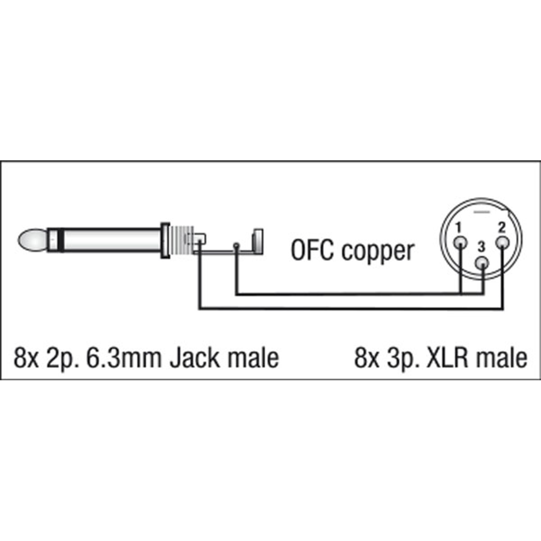 FL62 - 8 XLR/M 3P to 8 Jack mono 3 m