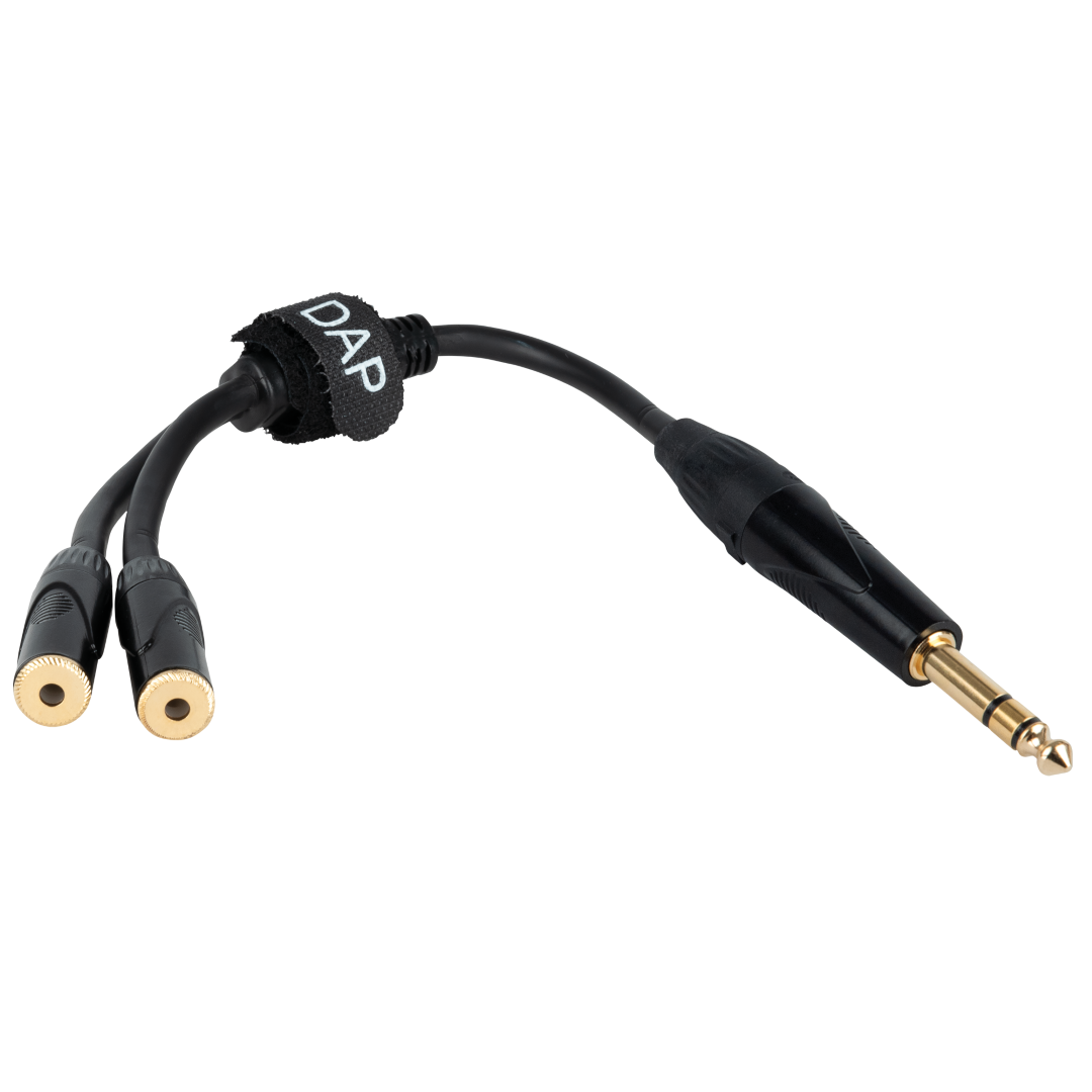 FLA5 – male stereo jack to 2 female stereo mini-jack 0,3 m, zwart