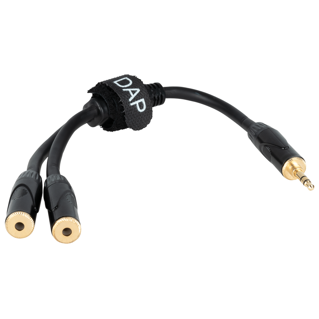 FLA5 – male stereo mini-jack to 2 female stereo mini-jack 0,3 m, zwart