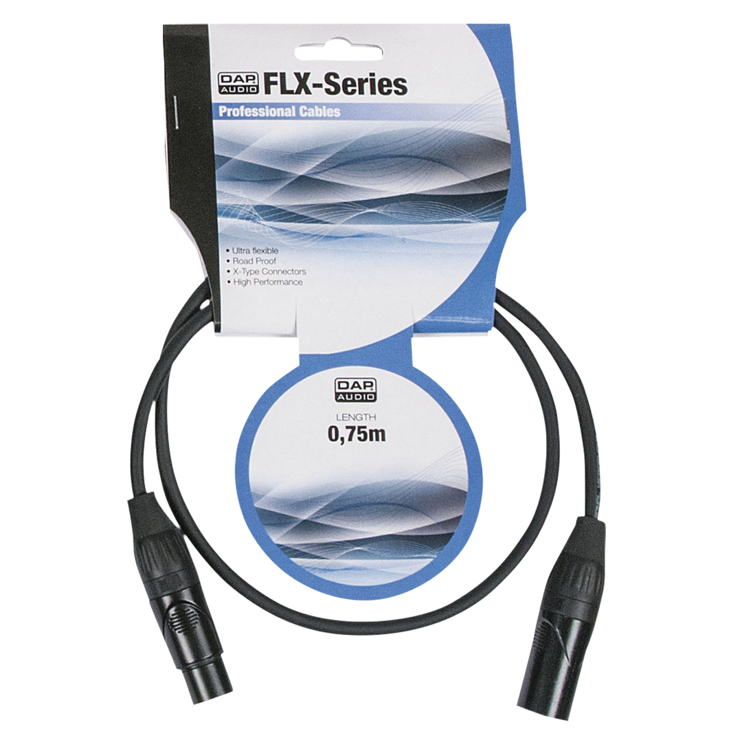 FLX01- bal. XLR/M 3P to XLR/F 3P X-type 0,75 m