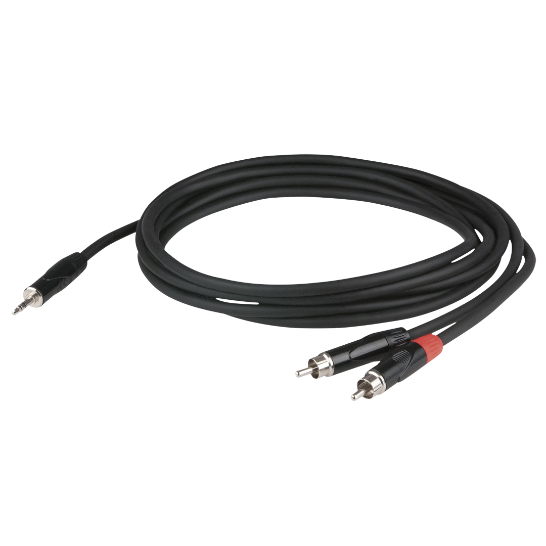 FLX30 - Stereo mini-jack to 2 RCA male 3 m met verzonken jack